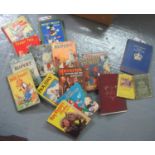 Box of assorted vintage books, mainly children's annuals to include; A Mickey Mouse annual 1949,