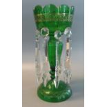 Victoria green glass and gilded vase lustre. (B.P. 21% + VAT)