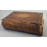 19th Century leather bound Welsh family bible (distressed). (B.P. 21% + VAT)