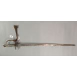 19th Century French military or court sword with gilded hilt and fullered steel blade, possibly