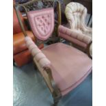 Late 19th Century walnut shield shaped back parlour upholstered chair. (B.P. 21% + VAT)