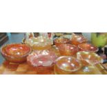 Two trays of orange carnival glass bowls. (2) (B.P. 21% + VAT)