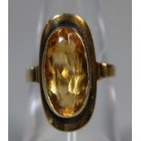 14ct gold citrine dress ring. Ring size L. Approx weight 4.6 grams. (B.P. 21% + VAT)