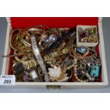 Ivory coloured jewellery case containing assorted costume jewellery and dress watches. (B.P. 21% +