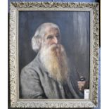 British school (early 20th Century), portrait of an elderly bearded gentleman, oils on canvas. 56