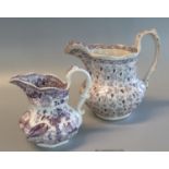 Swansea Pottery, Baker, Bevan & Irwin transfer printed 'Vine' pattern, Glamorgan shaped jug with