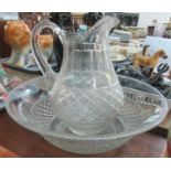 Cut glass jug and basin set. (B.P. 21% + VAT)