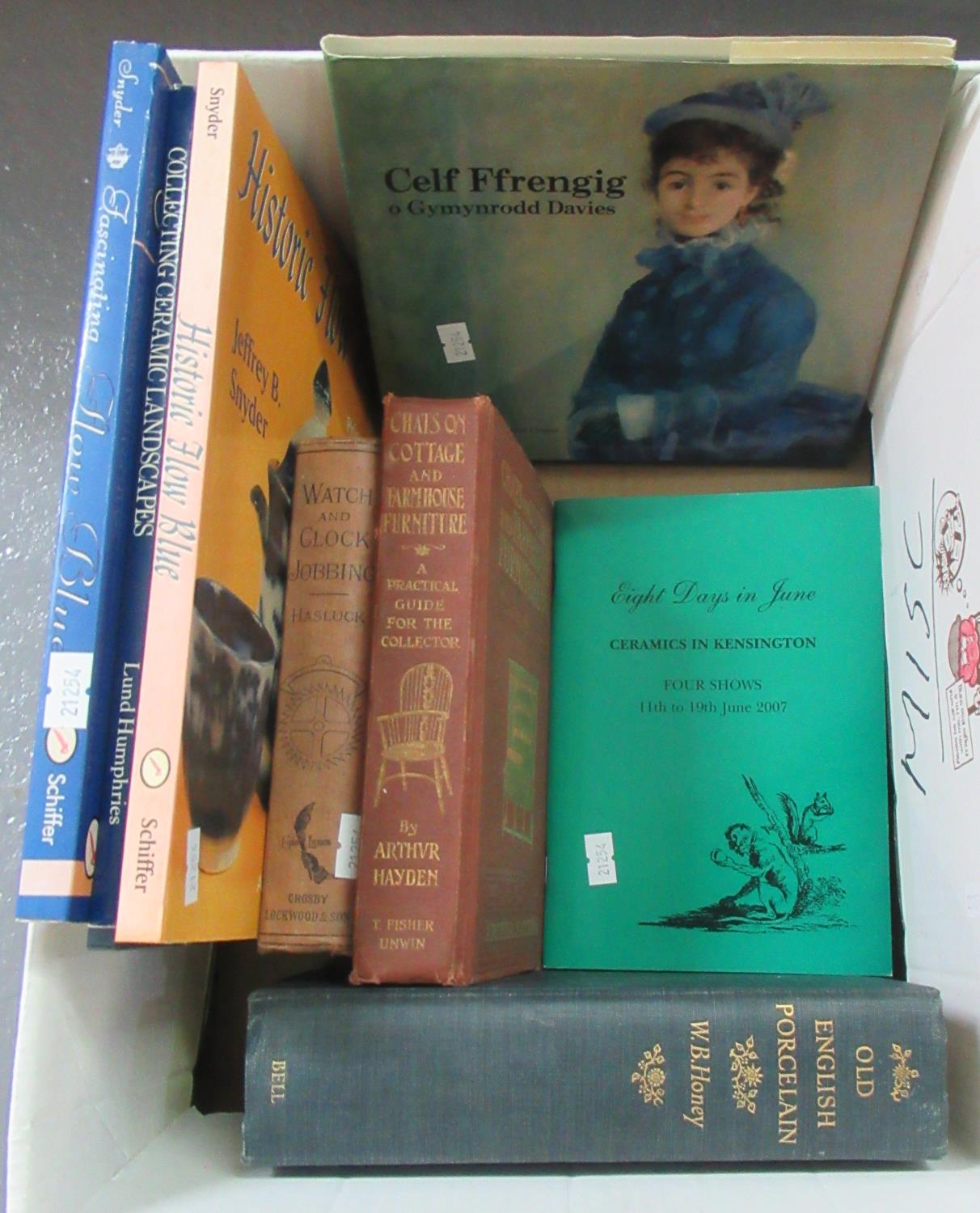 Box of vintage and modern antique & collectables books to include; 'Old English Porcelain' W.B