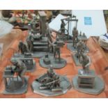 Tray of Deutsches Museum 'The Inventions that shaped the modern world' pewter sculptures with COAs
