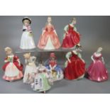 Collection of eight Royal Doulton bone china figurines to include; 'Monica', 'Sara', 'Valerie', '