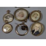 Box of gold and gilt metal framed portrait pendants. (B.P. 21% + VAT)