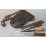 Leather sailmakers tool pouch containing spikes and knives. (B.P. 21% + VAT)