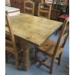 Large modern pine farmhouse kitchen table on baluster turned legs. 182 x 104 x 78 cm approx.