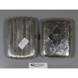 Victorian silver cigar design cigarette case, together with another silver foliate chased