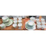 Two trays of fine bone china: one tray of Royal Albert Crown china part teaware with green woodgrain