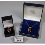 18ct gold citrine and diamond pendant and ring set. (B.P. 21% + VAT)