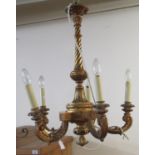 Classical design gilded five branch candelabra ceiling light. (B.P. 21% + VAT)