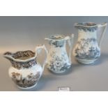 Baker, Bevan & Irwin Swansea Pottery mug decorated with black transfer printed Eastern scenes with