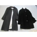 Two ladies coats to include; a black faux fur by 'Basler' and a wool and cashmere blend coat by