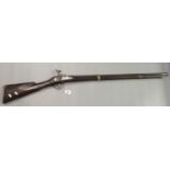 19th Century muzzle loading percussion sporting gun with full stock and ramrod. (B.P. 21% + VAT)
