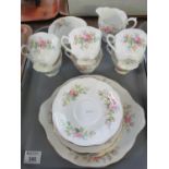 Tray of Royal Albert 'Moss Rose' part teaware to include: six cups and saucers, six tea plates,