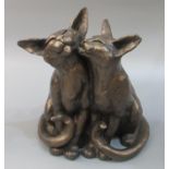 Bronzed composition sculpture by Frith Sculpture Ltd of two Siamese cats. (B.P. 21% + VAT)