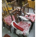 Set of four 19th Century mahogany stick back dining chairs with drop in seats (2+2) (4) .Together