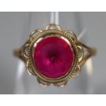 9ct gold ruby ring. Ring size L. Approx weight 2.7 grams. (B.P. 21% + VAT)