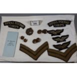 Assorted Royal Flying Corps insignia, RAF buttons, RFC badge, shoulder flashes etc. (B.P. 21% + VAT)