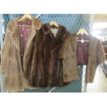 Three vintage fur items to include; a Regency Furs Swansea rabbit fur coat, a mink fur jacket