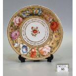 19th Century Welsh porcelain 'Marquis of Anglesey' design dish with painted floral rim around a