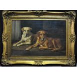 Florence Jay (British flourished 1905-1920), study of two Golden Labradors, signed, oils on