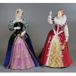 Two Royal Doulton 'Queen of the realm' bone china figurines to include; 'Queen Elizabeth I' HN3099