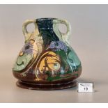 Art Nouveau Dutch two handled pottery vase of tapering baluster form by Nicholas Brantjes, hand