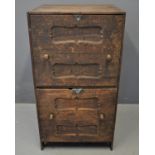 West African hardwood chest of two deep drawers with shaped panels and chip decoration. 63 x 58 x