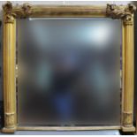 Good quality 19th Century gilded classical design rectangular over mantel mirror with reeded