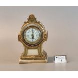 Royal Worcester blush ivory cased single train mantel clock having enamel face with classical swag