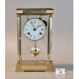 Modern German gilt brass four glass two train mantel clock, the Roman face marked 'Franz Hermle &