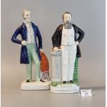 Two 19th Century Staffordshire pottery flat backed portrait figures; 'Wellington' and 'Moody'.