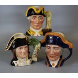 Three Royal Doulton character jugs to include; 'Captain James Cook' D7077, character jug of the year