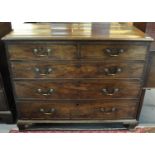 19th century mahogany straight front chest of two short and three long drawers, standing on a