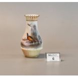 Royal Worcester blush ivory vase, the pierced neck above hand painted pheasant amongst foliage,