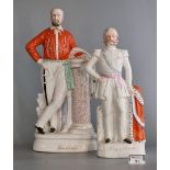 Two Staffordshire pottery flat backed portrait figures, 'King of Prussia' and 'Garibaldi', 41 & 48cm