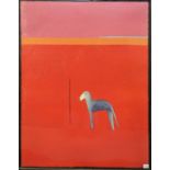 After G Aitchesin (?), dog in a red landscape, limited edition print, 108 x 96cm approx. Provenance: