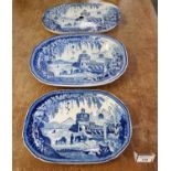 A group of 19th Century Staffordshire blue and white transfer printed pottery items in the same