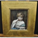 British school (early 20th Century), 'Lily', over painted portrait print of a little girl probably