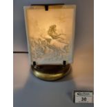 19th Century continental porcelain rectangular shaped Lithophane, depicting galloping and rearing