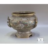 Chinese champleve enamel cast bronze baluster-shaped censer overall decorated with geometric and