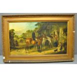 British School (19th Century, manner of J.F Herring), a country tavern with mounted figures and