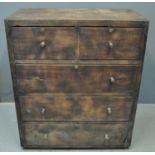 West African carved and stained hardwood chest of two short and three long drawers. 94 x 48 x